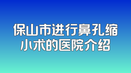 保山市进行鼻孔缩小术的医院介绍